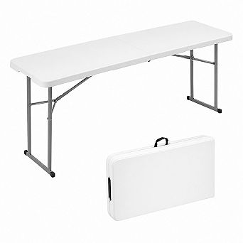 6ft Narrow Foldable Plastic Heavy Duty Portable Table with Carrying Handle for Indoor Outdoor Use