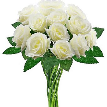 12-Pack Artificial Roses with Long Stems Realistic Faux Flowers for Decor