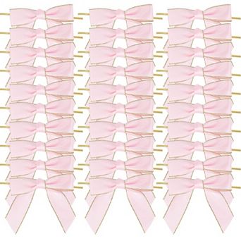 3.5" Satin Ribbon Bows Twist Tie Pretied 50 Counts Gift Wrapping Crafts Wedding Decor