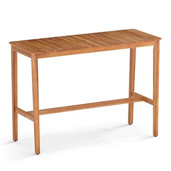 3 pc Outdoor Bar Furniture Set with Cushioned Stools and Acacia Wood Table