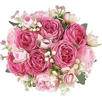 2-Pack Small Artificial Peony Silk Flowers Faux Floral Arrangements