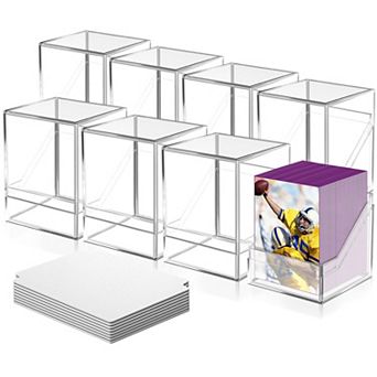 8 Pack Clear Acrylic Card Deck Cases with 8 Dividers Holds 800 Cards 2.8 x 3 x 4 Inch
