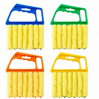 4 pc Microfiber Blind Duster Set with Handheld Slat Cleaning Handles for Window Blinds and Vents