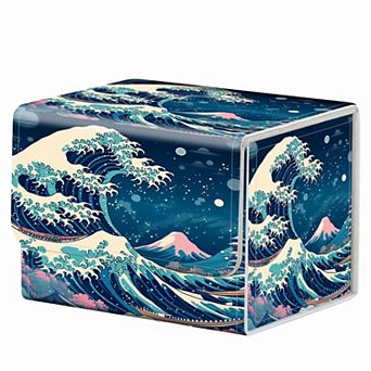 Large Capacity Card Deck Box Case Blue Wave Holds Up to 200 Cards 1 pc 3.2 x 3.1 x 4.2 in