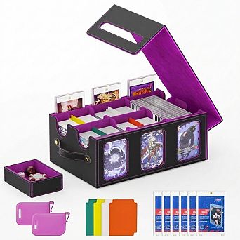 Card Storage Box Leather Magnetic Deck Box 3600 Card Capacity Set Includes Dividers Tray