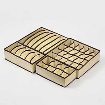 4 pc Drawer Organizer Set with Divided Compartments