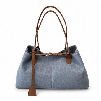 Large Faux Leather Tote Bag with Double Shoulder Straps and