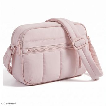 Padded Rectangular Crossbody Bag with Front Zip Pocket and Adjustable Padded Shoulder Strap