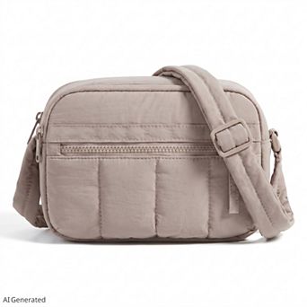 Padded Rectangular Crossbody Bag with Front Zip Pocket and Adjustable Padded Shoulder Strap