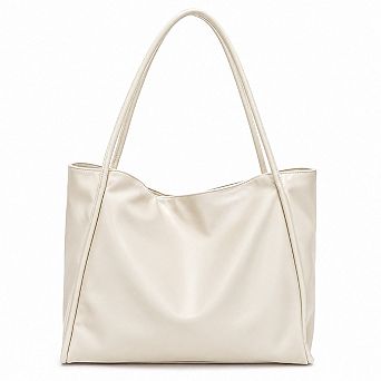 Large Faux Leather Tote Bag with Double Shoulder Straps and Magnetic Closure