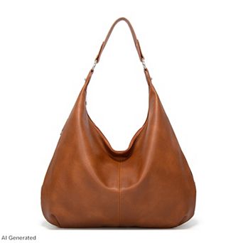 Large Slouchy Hobo Shoulder Bag with Zip Closure and Inner Pockets