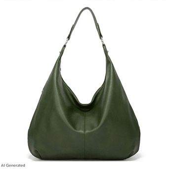 Large Slouchy Hobo Shoulder Bag with Zip Closure and Inner Pockets