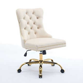 Storycute Tufted Upholstered Office Chair with Metal Base Adjustable Height and Swivel
