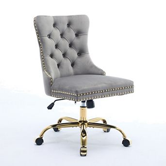 Storycute Tufted Upholstered Office Chair with Metal Base Adjustable Height and Swivel