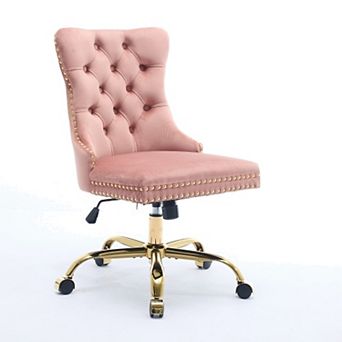 Storycute Tufted Upholstered Office Chair with Metal Base Adjustable Height and Swivel