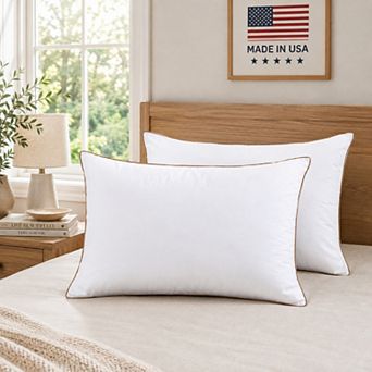 Unikome 15% Goose Down & Feather Bed Pillows, Set of 2