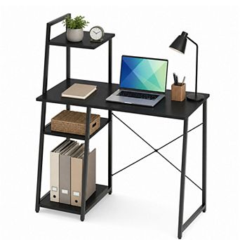 39.5" Computer Desk with Shelves and 3 tier Storage Bookshelf, Laptop PC Work Table Writing Desk