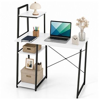 39.5" Computer Desk with Shelves and 3 tier Storage Bookshelf, Laptop PC Work Table Writing Desk