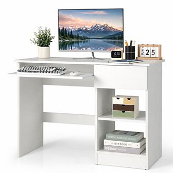 42.5" Computer Desk with CPU Stand& Keyboard Tray, Wooden Laptop PC Work Table with Drawer