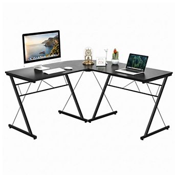 59" L-Shaped Desk with Round Corner, Corner Computer Desk Gaming Desk for Home Office