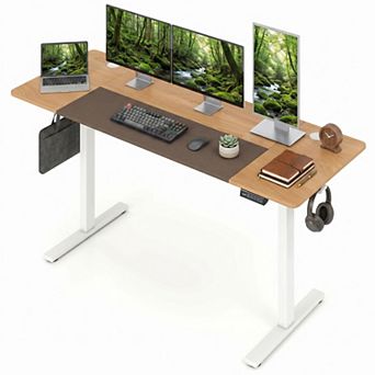 63"x 24" Height Adjustable Sit Stand Computer Desk with 3 Memory Presets&Hanging Hooks
