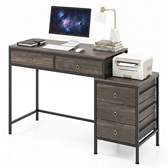 51" Computer Desk with 5 Drawers & Printer Stand, Writing Desk for Home Office