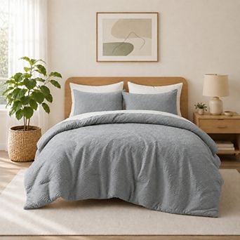 Unikome Ultra Soft Textured Down Alternative Comforter Set with Pillowcase