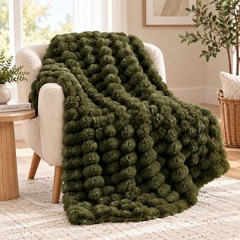 Unikome Ultra Soft Textured Faux Fur Throw Blanket, 50" x 60"