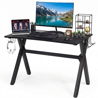 45.5" Ergonomic Gaming Desk with Cup Headphone Holder, Computer Desk