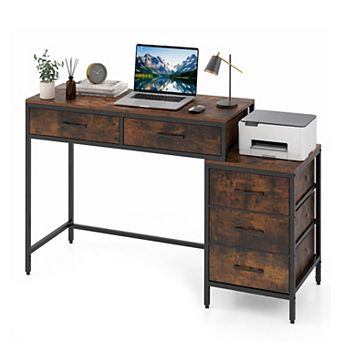 51" Computer Desk with 5 Drawers & Printer Stand, Home Office Desk Study Desk