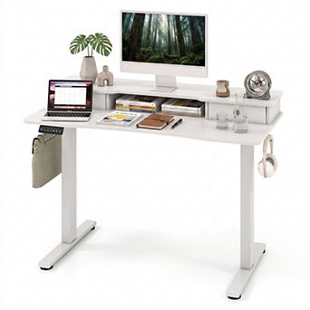 48" Electric Standing Desk with 3 Memory Heights and 2 Drawers, Adjustable Height Home Office Desk