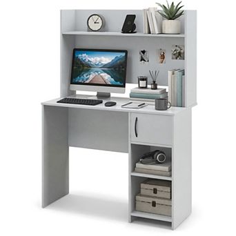 41.5" Home Office Desk with Display Shelf and 2 Open Shelves, Computer Desk Writing Study Desk