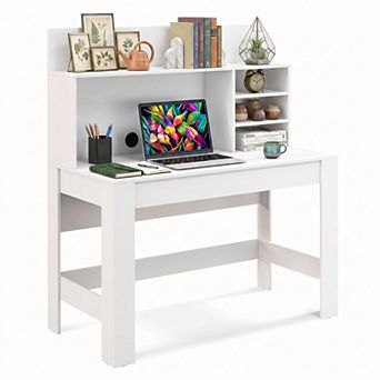 48" Computer Desk with Anti-Tipping Kits and Storage Shelf, Writing Study Desk for Home Office