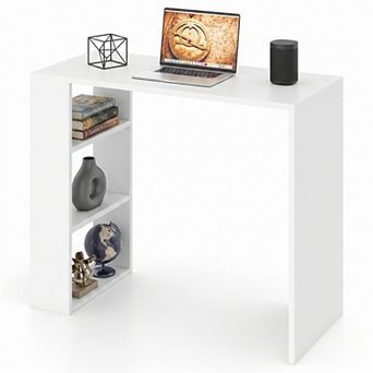 36" White Study Desk with 3 Open Shelves,Computer Desk Writing Desk for Home Office