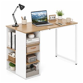 45.5" Computer Desk with 5 Side Storage Shelves, Writing Table Workstation for Home Office