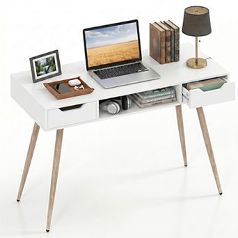 42.5 " Small Computer Desk with Drawers, Modern PC Laptop Table Computer Study Writing Workstation