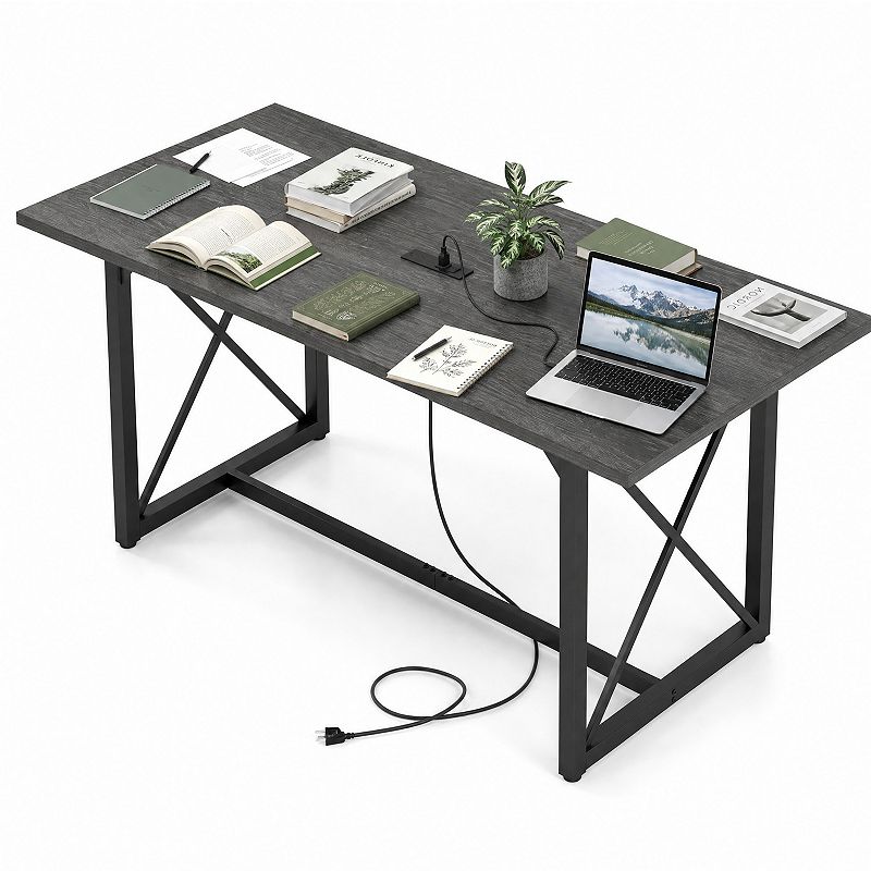 6FT Conference Table with Power Outlets, Rectangular Wooden Training ...