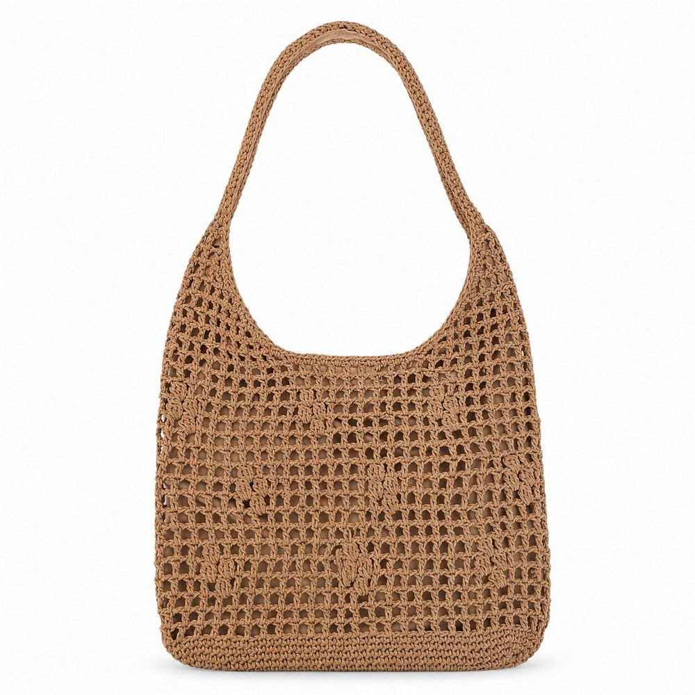 Open Weave Shoulder Bag with Magnetic Closure and Slouchy Woven ...