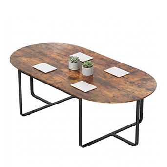 95" Oval Conference Table for 8-10 People, Executive Table with Dual Cable Holes