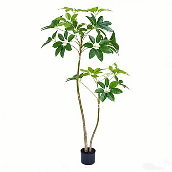 160cm Fake Umbrella Tree with Natural Trunk & Lifelike Leaves for Home Decor