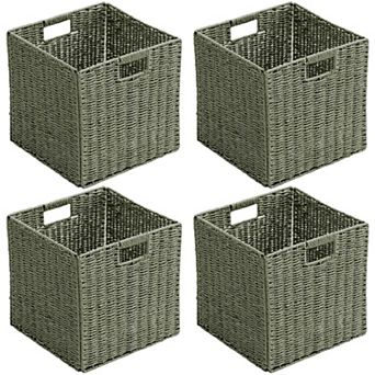 Paper Woven Cube Storage Baskets with Handles