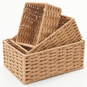 Wicker Basket Set Handwoven Paper Rope Home Organizer