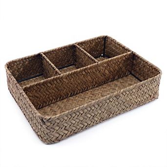 Wicker Basket 4-Section Tea Bag Organizer