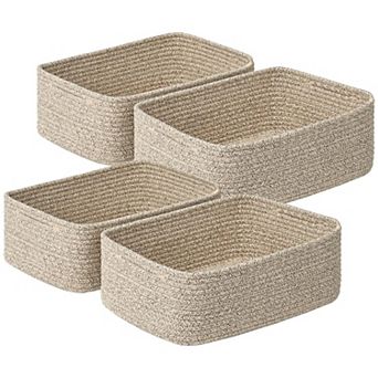 Shallow Woven Storage Baskets for Shelves