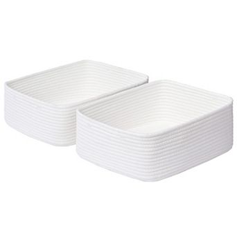 Shallow Woven Storage Baskets for Shelves 2 Pack