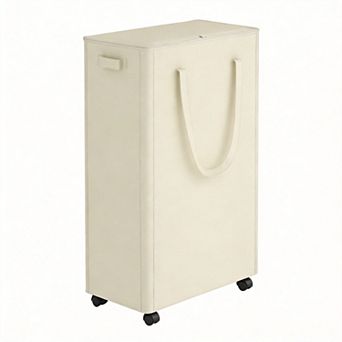 Slim Rolling Laundry Hamper with Lid Collapsible for Dorm