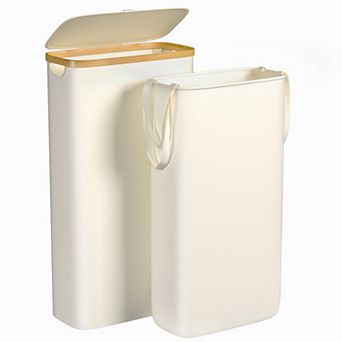 Slim Laundry Hamper with Lid Removable Bag Collapsible