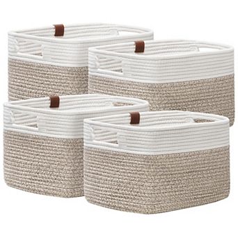 Woven Rope Storage Baskets with Labels Handles