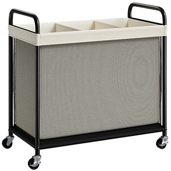 Laundry Hamper Rolling Sorter with Wheels Removable Liner Bags Steel Frame Metal Handle