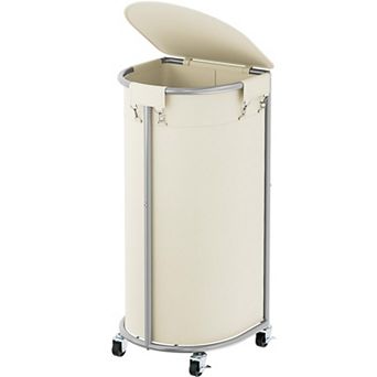 Rolling Laundry Hamper with Wheels Lid Metal Frame